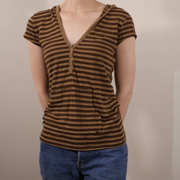 Babydoll Short Sleeve Hoodie Top - Size S - Picture 2 of 4